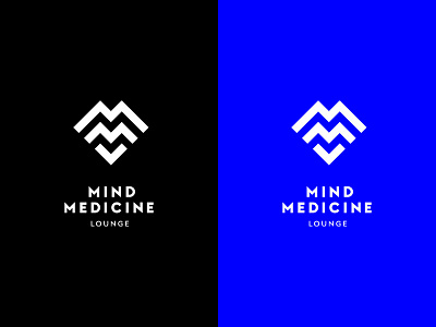 MIND MEDICINE LOUNGE black blue geometric logo monogram