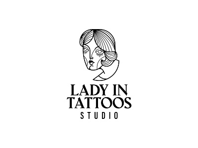 lady in tatoos black branding design illustration logo signet vector