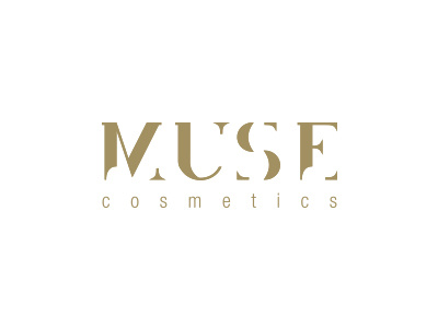 Muse cosmetics gold logo typography