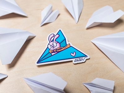 Paper Plane Bunny bunny illustration illustrator paper airplane paperplane rabbit snowbunny sticker