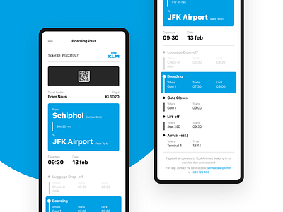 Boarding Pass App - KLM Airlines airplane app boarding pass corporate daily ui design dribbble invite flying interface klm klm airlines schiphol travel traveling ui ux