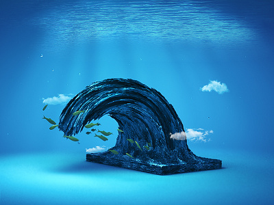 Underwater 3d blue c4d cinema4d clouds dailyrender fish ocean render sea underwater wave