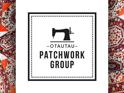 Otautau Patchwork Group Logo black and white community craft heritage logo mono nz patchwork rural sewing square vintage