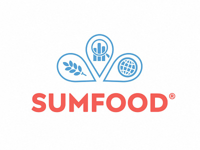 Sumfood Logo 3 authority brand data data science design food global graphic design insight knowledge logo network three trends trust