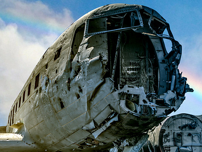 aircraft night crash artwork covers desert rainbow music oscarpmlopes psychedelic rock