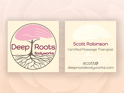 Deep Roots Bodyworks business card cmt massage tree