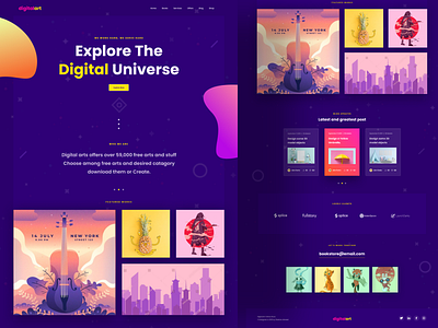 Digital Art Landing Page Dark Ui agency animation app art artwork branding color debut digital hello icon landingpage logo minimal typography ui ux vector web website