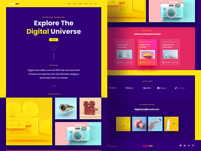 Digital Art Landing Page agency animation app branding color dashboard debut digital hello icon illustration landingpage logo minimal typography ui ux vector web website