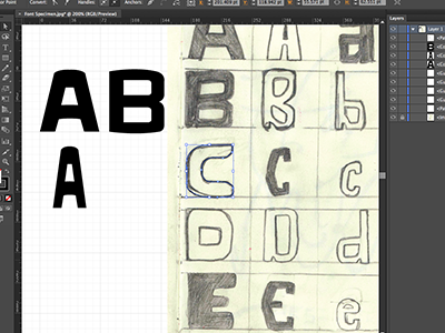 Making a typeface! sans serif typeface wip