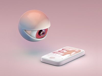 I wanna 3d c4d eyeball love miss network phone pink white