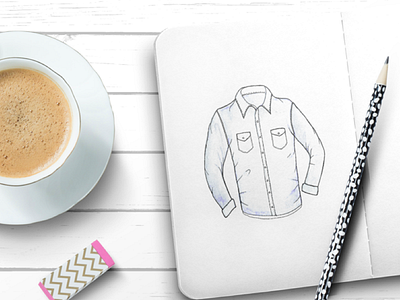 Denim Shirt Sketch denim drawing illustration line notebook shirt sketch watercolor