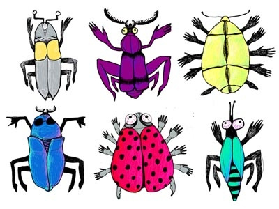 Bugs bugs colour funny julia psyshedelic set six vanifatieva
