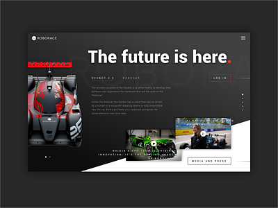 Roborace landing page 2 autonomous cars design racing ui ux web