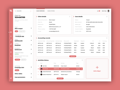 Debt collection app dashboard