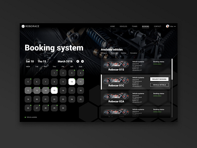 Roborace booking system app autonomous booking car booking cars design racing ui ux web