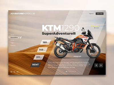 Adventure Moto Club adventure club design ktm moto motorbike motorbike rental rentals trips ui ux web website