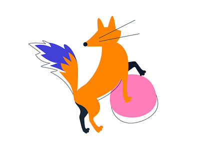 Funny fox illustration animal art ball drawing fox illustration pattern red vector