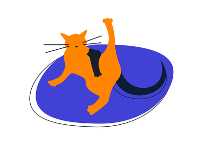 Lying cat illustration adobe illustrator anima blue cat character flat illustration karate minimalistic pet tail