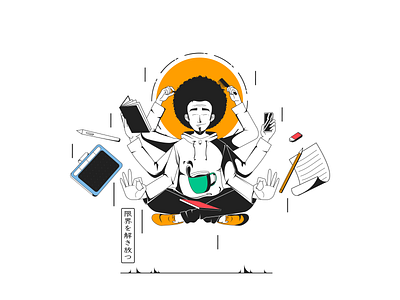 unchain your powers drawing hair illustration meditation mobile power reading tea vector wacom writing yoga
