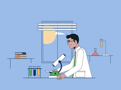 In the lab blue illustration lab scientist tube vector