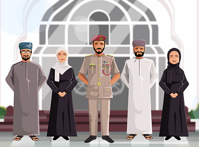 omanis people- illustrations from video motion character design illustration man motion graphic oman people vector woman