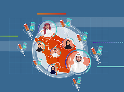 Let's get the vaccine arab illustration man medicine motion graphic saudi vaccine vector woman