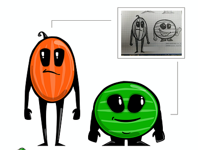 sketch to vector character design drawing illustration melon sketch vector watermelon