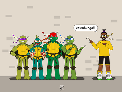 cowabunga! character design donny illustration leo mike pizza raph tmnt turtle vector