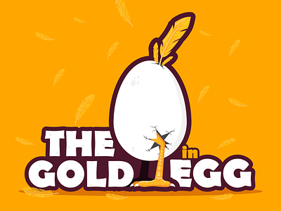 the gold in egg art cartoon colors egg feather gold illustration logo vector