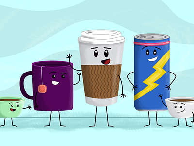 hello caffeine caffè cartoon drawing drink energy illustration motion graphic tea vector