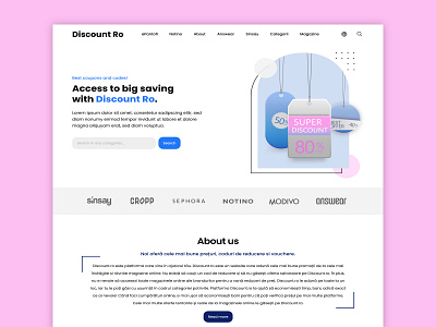 Discount Landing Page about us branding coupon design discount figma gradient graphic design header hero section homepage illustration landing page minimal navigation photoshop ui design ux design web design website design