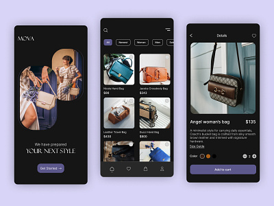 Shopping Ecommerce Mobile App Design add to cart app design application bag best shot clean dark design e commerce ecommerce fashion homepage ios minimal mobile app online shopping shopping style trendy design 2023 ui design