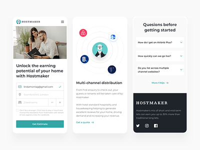 Mobile homepage | Hostmaker design digital homepage interface mobile property management rental ui web design