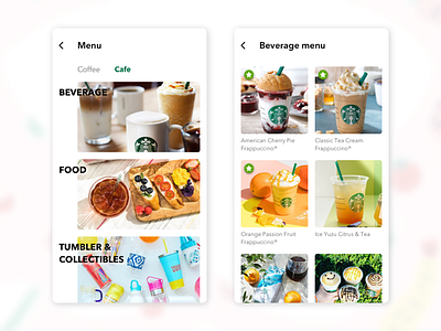 menu app application card delivery food interface ios order starbuck ui