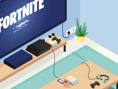 Fortnite apple colours fortnite illustration iphone isometric pastel playstation ps4 shadows