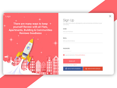 Sign up page concept landing page login signup form ui ux web