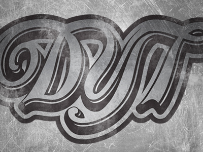 The DYT hometown logo metal sticker textured typography