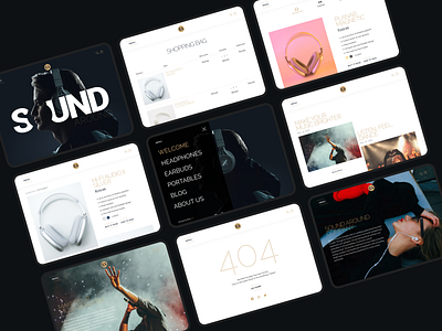 Sound Around E-commerce, Tablet Pages adaptive audio branding design ecommerce graphic design modern responsive sound tablet typography ui ux web design