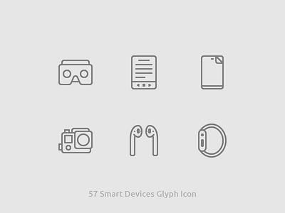 57 Smart Devices Glyph Icon device ebook foil go pro icon icons line smart stroke
