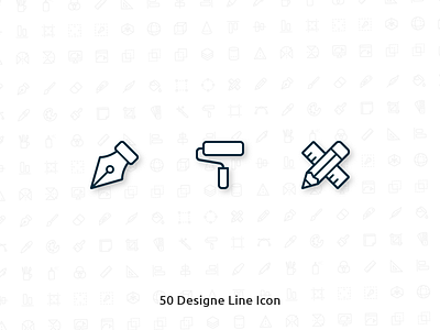 50 Design Vector Line Icon cup design icon icons line mug pen pencil set stroke tool tools