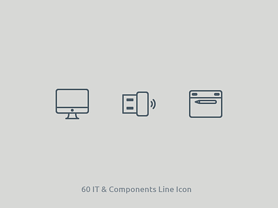 60 IT & Components Line Icon business desktop icon icons it line stroke technic thin usb vector