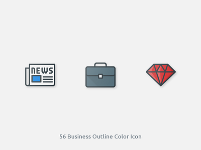 56 Business Outline Color Icons business case color diamond icon icons news pack set those