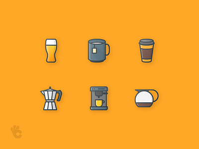 30 Drinks Outline Color Icons