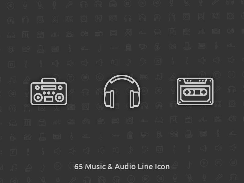 65 Music & Audio Vector Line Icon audio music icon set vector thin stroke line icons retro icon