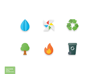 48 Nature & Ecology Flat Paper Icon drop ecology flat icon icons nature paper recycle tree