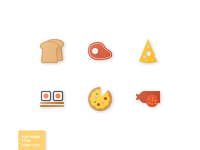 42 Food Flat Paper Icons bread cheese flat food icon icons paper pizza sushi