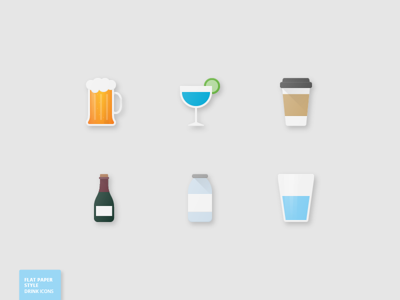 28 Drink Flat Paper Icons milk coffee wine water beer drink paper flat icons icon