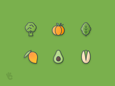 50 Fruits & Vegetables Outline Color Icon