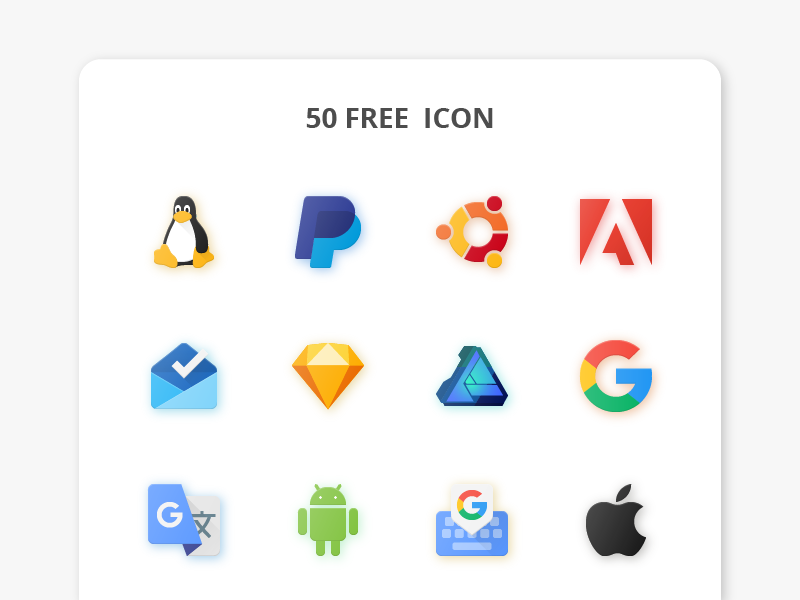 50 Free Logos & Brands Flat Paper Icons google adobe ubuntu sketch free ui brand logo paper flat icons icon