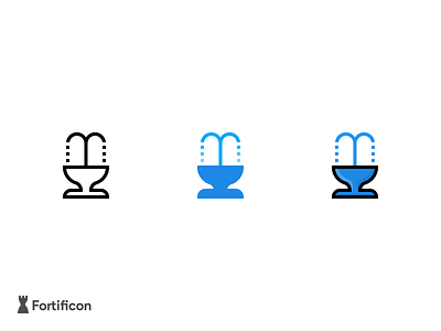 Challenge - 3 Icons a day - Fountain color flat flat design fountain icon icon a day line vector